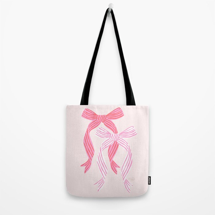 Striped Bows in Pinks Tote Bag Gallery Image 2