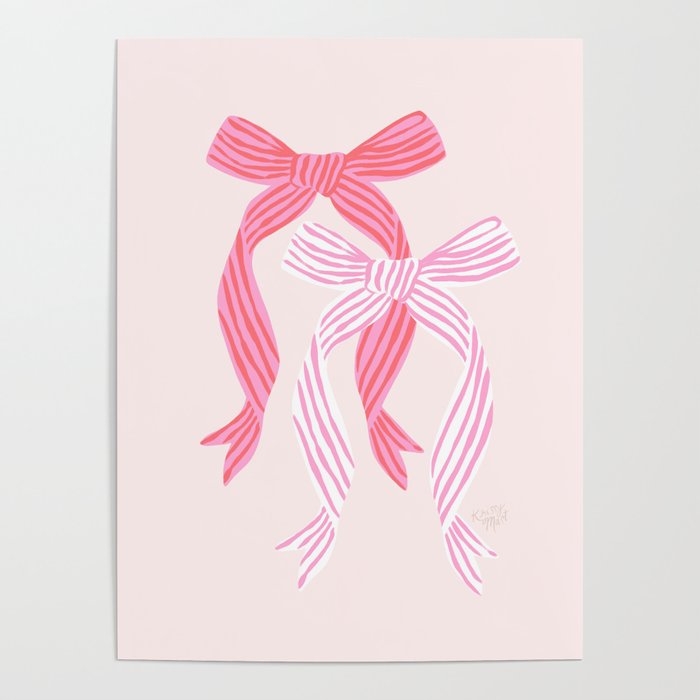 Striped Bows in Pinks Poster
