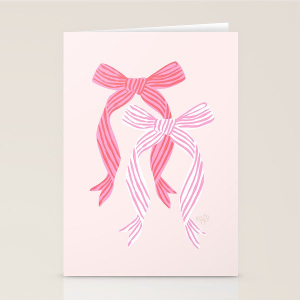Striped Bows in Pinks Stationery Card Gallery Image 2