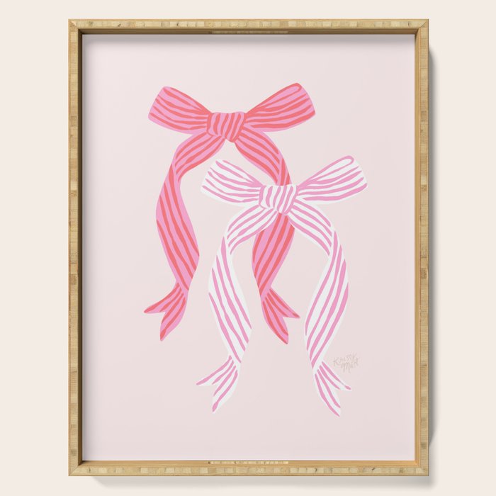 Striped Bows in Pinks Serving Tray Gallery Image 1