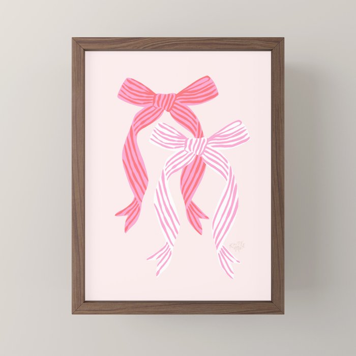 Striped Bows in Pinks Mini Art Print Gallery Image 2