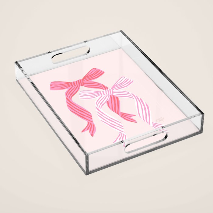 Striped Bows in Pinks Acrylic Tray Gallery Image 1