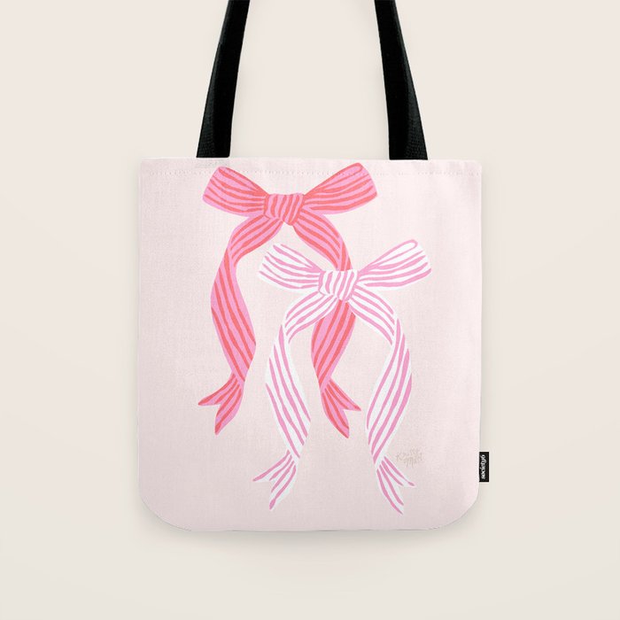 Striped Bows in Pinks Tote Bag Gallery Image 1