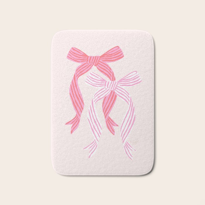 Striped Bows in Pinks Bath Mat Gallery Image 1
