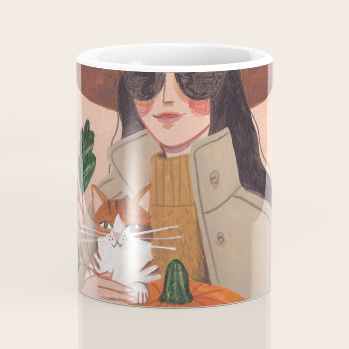 Woman in autumn in warm earth tones Coffee Mug Gallery Image 4