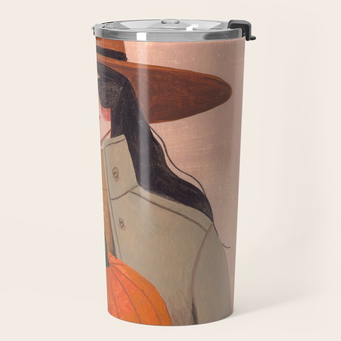 Woman in autumn in warm earth tones Travel Mug Gallery Image 2