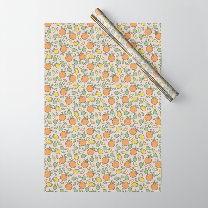 Summer Citrus in Pink Wrapping Paper Gallery Image 1