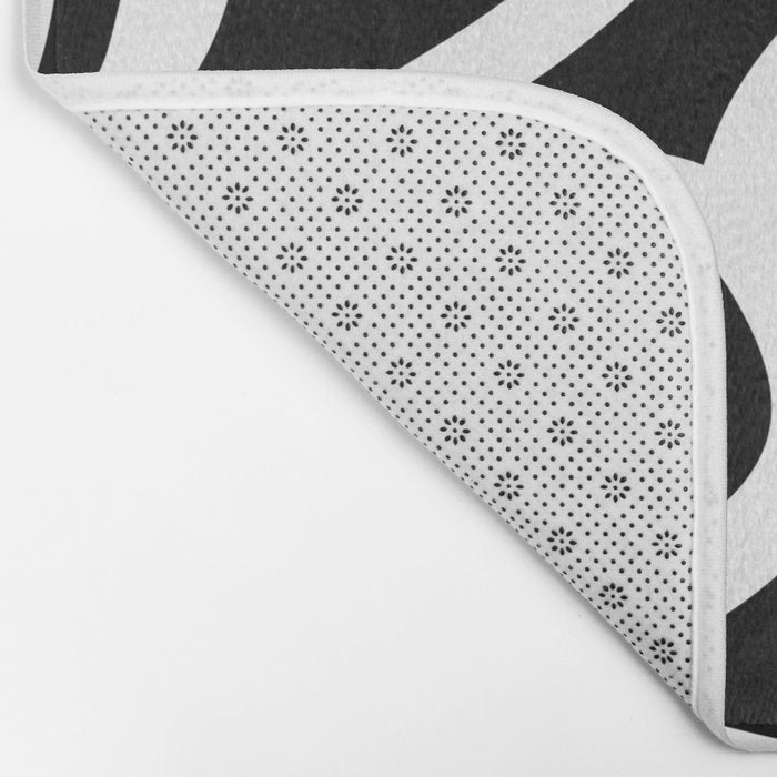 Abstract black and white flower art pattern Bath Mat Gallery Image 2