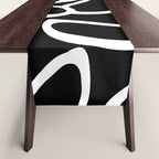 Abstract black and white flower art pattern Table Runner Gallery Image 1