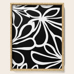 Abstract black and white flower art pattern Serving Tray Gallery Image 1