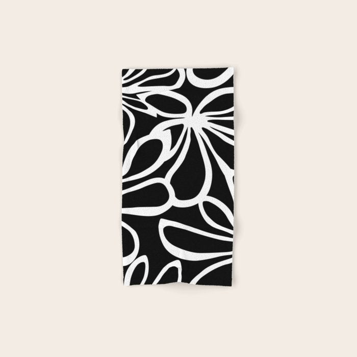 Abstract black and white flower art pattern Bath Towel Gallery Image 1