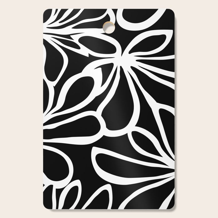 Abstract black and white flower art pattern Cutting Board Gallery Image 1