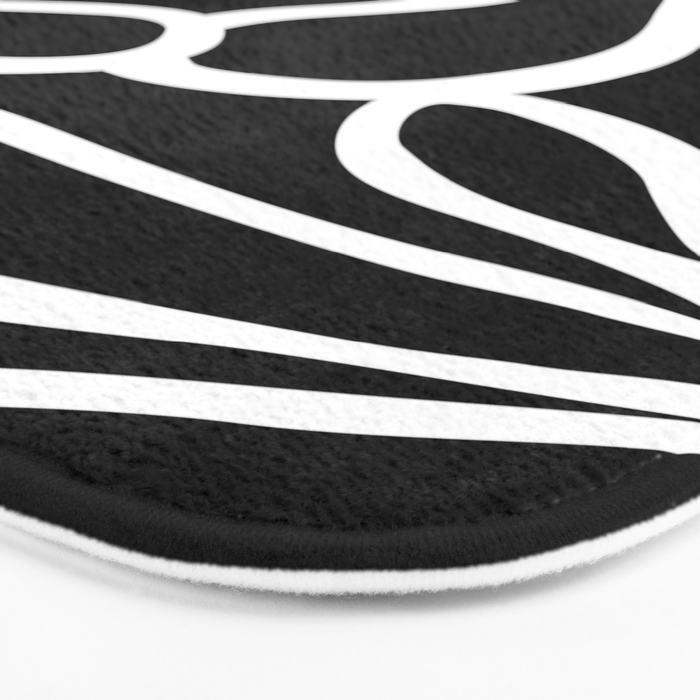 Abstract black and white flower art pattern Bath Mat Gallery Image 3