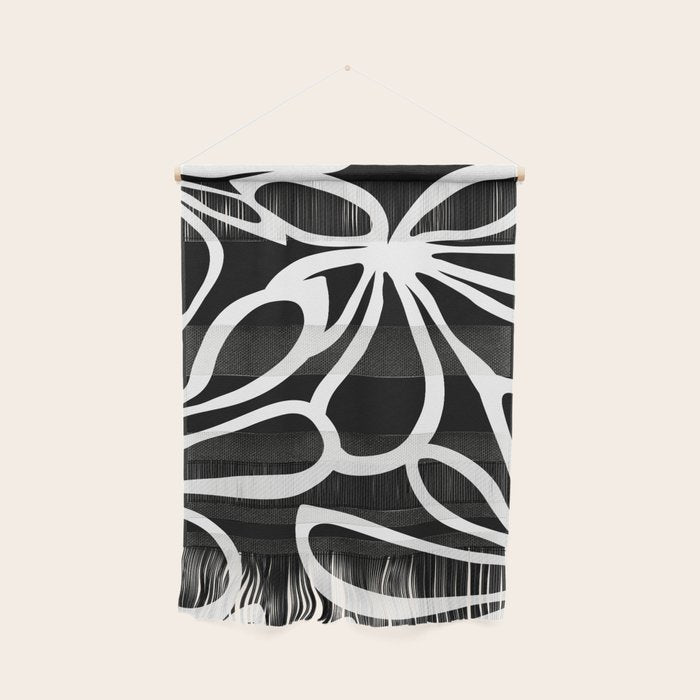 Abstract black and white flower art pattern Wall Hanging Gallery Image 1