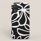 Abstract black and white flower art pattern iPhone Case Gallery Image 1
