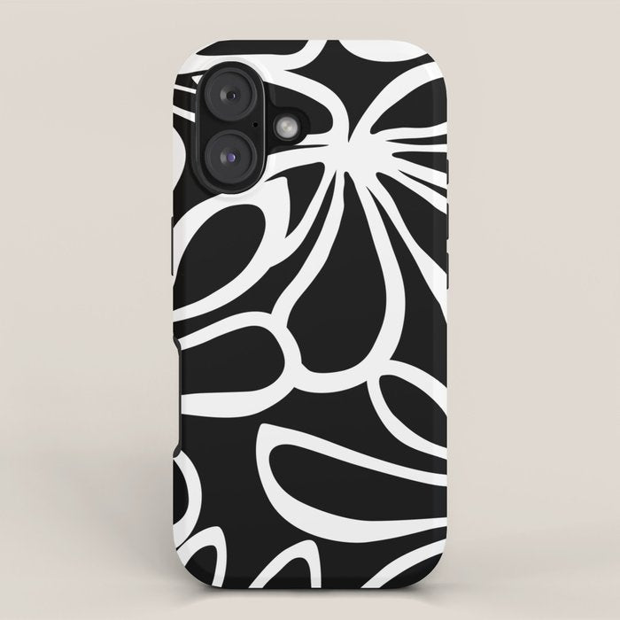 Abstract black and white flower art pattern iPhone Case Gallery Image 1