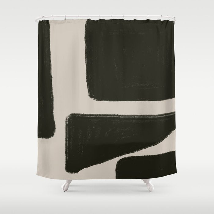 Black Geometric Shapes  Shower Curtain Gallery Image 1