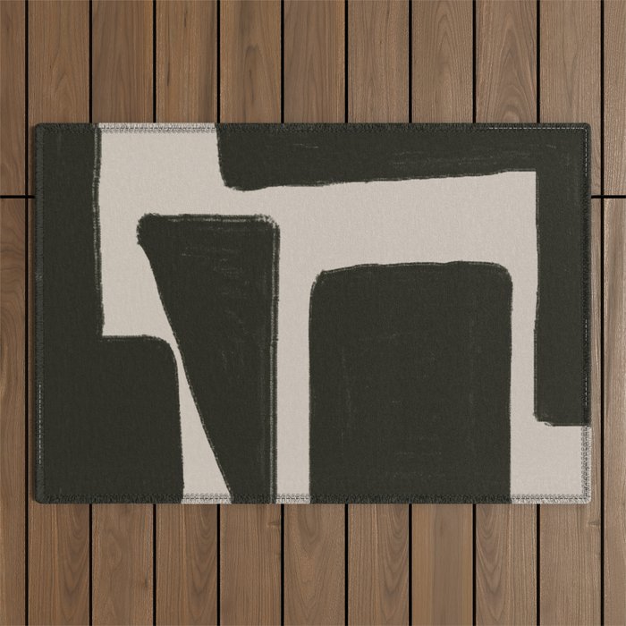Black Geometric Shapes  Outdoor Rug Gallery Image 1