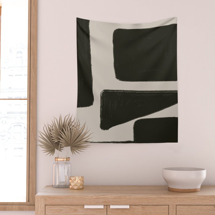 Black Geometric Shapes  Wall Tapestry Gallery Image 2