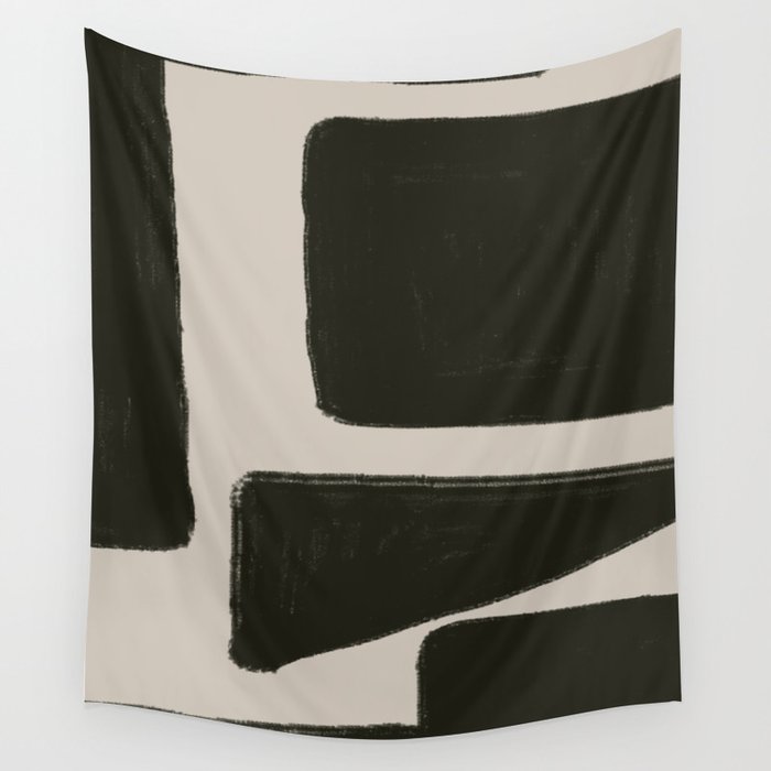 Black Geometric Shapes  Wall Tapestry Gallery Image 4