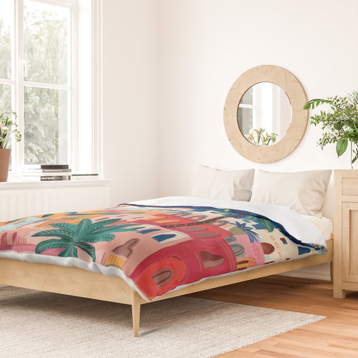 Oriental city under a starry sky in bright colours Duvet Cover Gallery Image 2