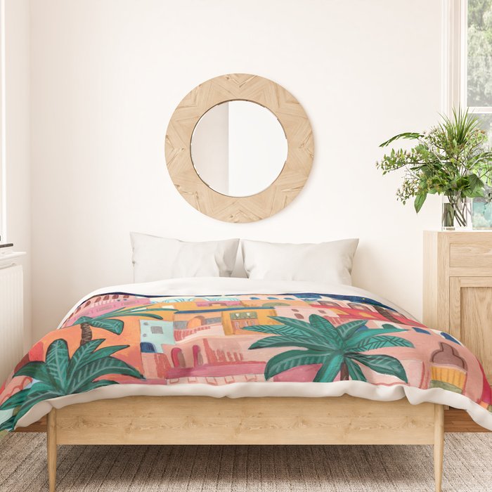 Oriental city under a starry sky in bright colours Duvet Cover Gallery Image 3