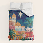 Oriental city under a starry sky in bright colours Duvet Cover Gallery Image 6