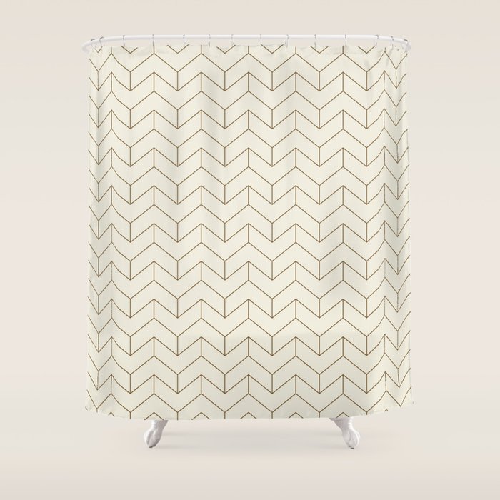 Simple Linear Geometry in Cream Shower Curtain Gallery Image 1