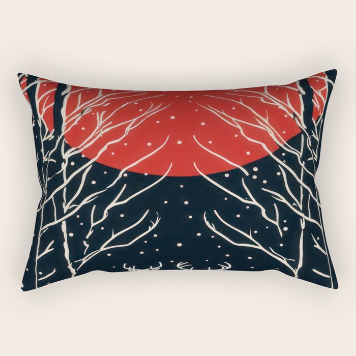 Red Moon Deer Pair Rectangular Pillow Gallery Image 2