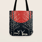 Red Moon Deer Pair Tote Bag Gallery Image 1