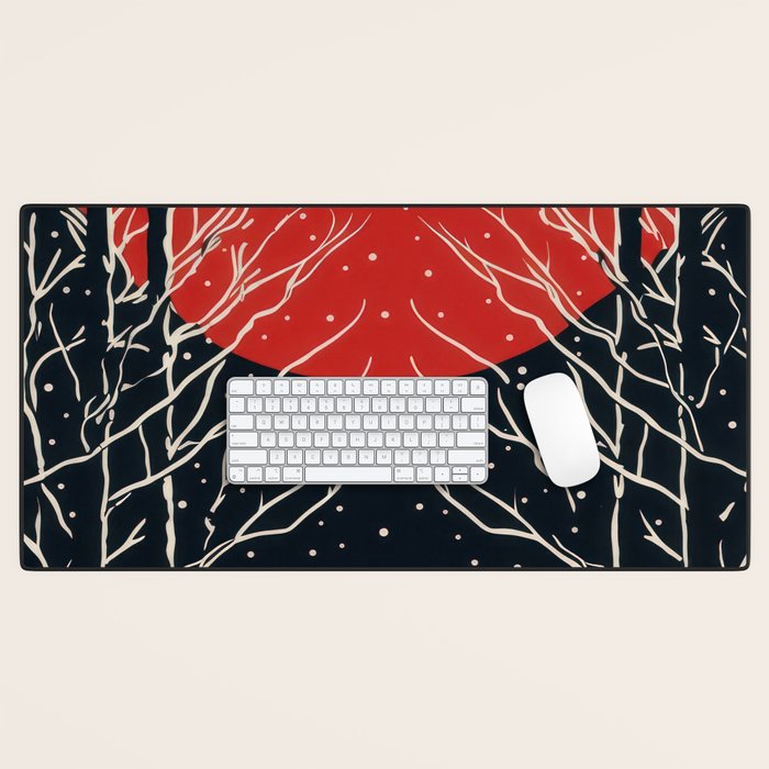 Red Moon Deer Pair Desk Mat Gallery Image 1