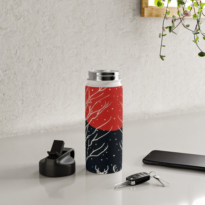 Red Moon Deer Pair Water Bottle Gallery Image 4