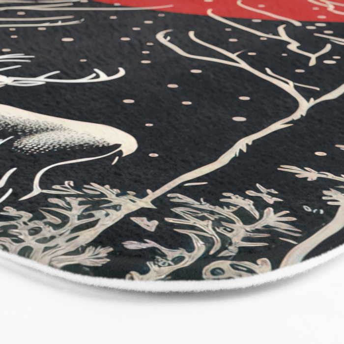 Red Moon Deer Pair Bath Mat Gallery Image 3