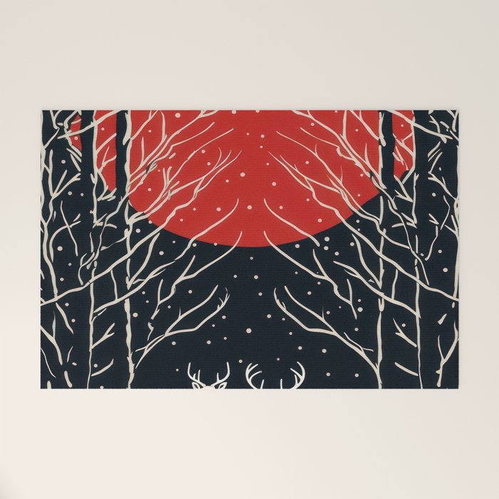 Red Moon Deer Pair Welcome Mat Gallery Image 1