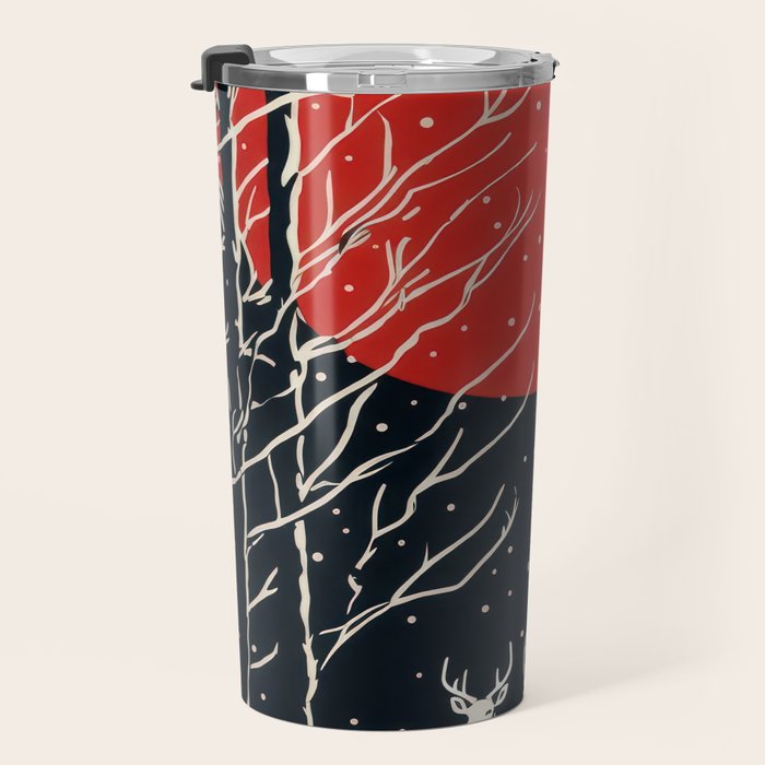Red Moon Deer Pair Travel Mug Gallery Image 3