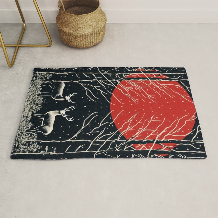 Red Moon Deer Pair Rug Gallery Image 1
