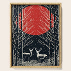 Red Moon Deer Pair Serving Tray Gallery Image 1