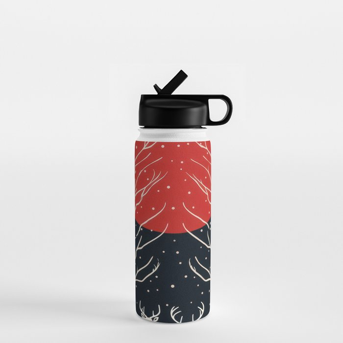Red Moon Deer Pair Water Bottle Gallery Image 1