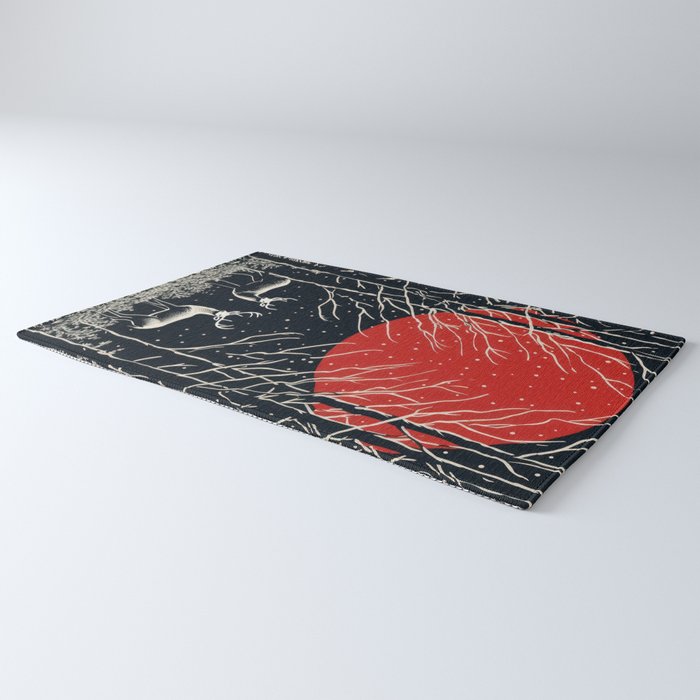 Red Moon Deer Pair Rug Gallery Image 3
