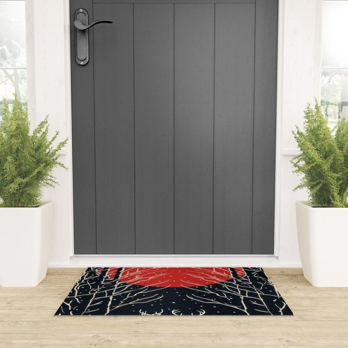Red Moon Deer Pair Welcome Mat Gallery Image 3