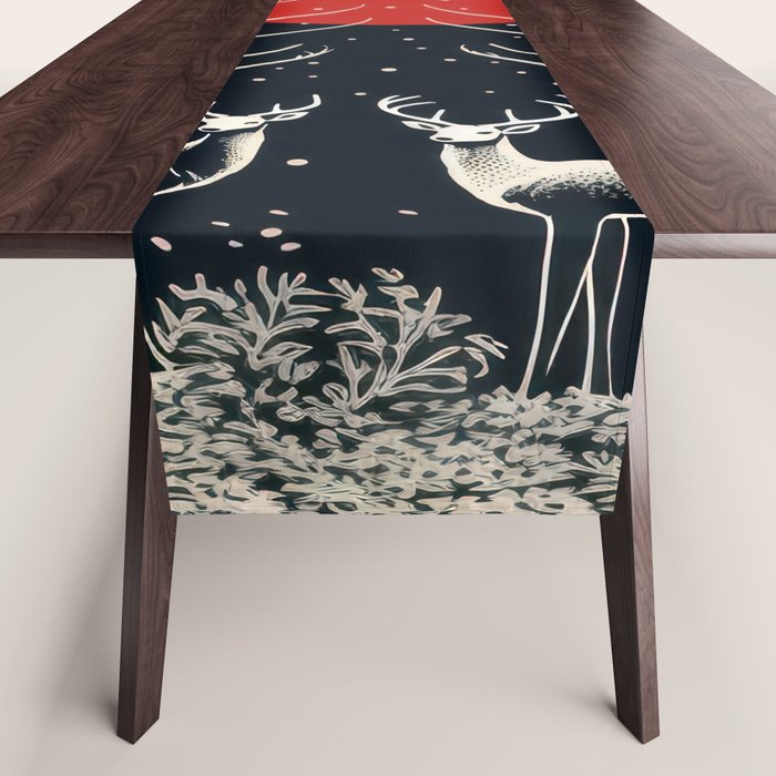 Red Moon Deer Pair Table Runner Gallery Image 1