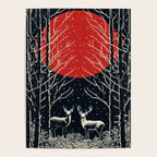 Red Moon Deer Pair Poster Gallery Image 4