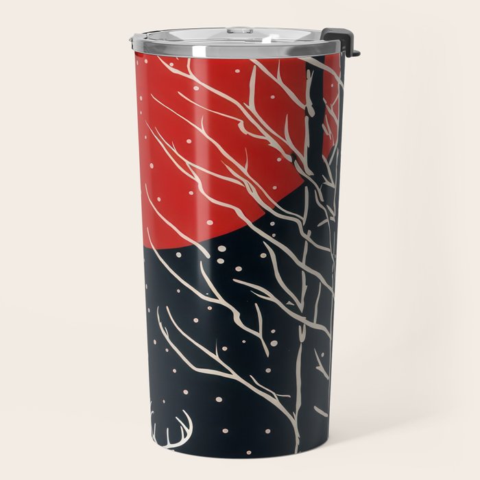 Red Moon Deer Pair Travel Mug Gallery Image 2