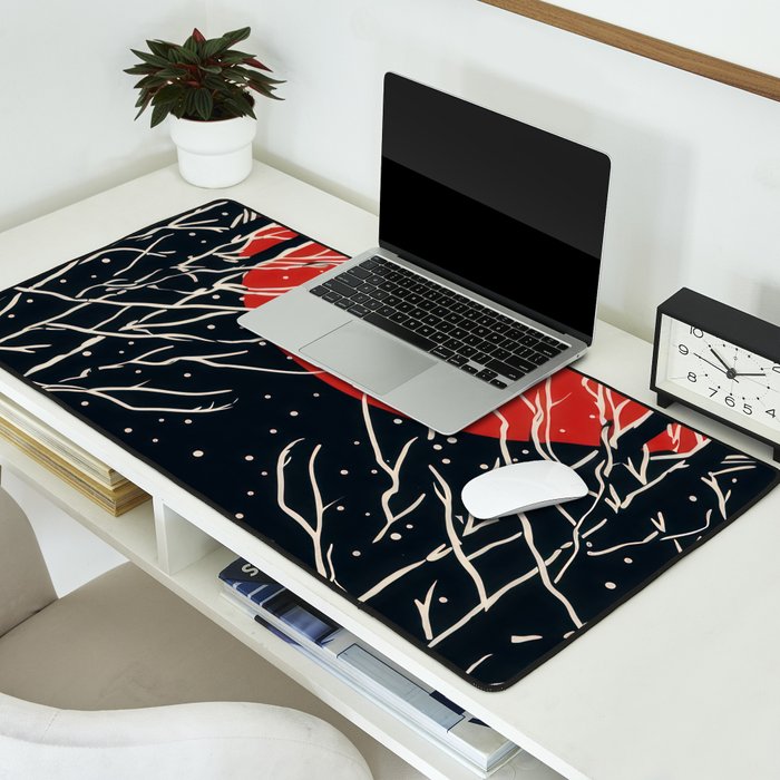 Red Moon Deer Pair Desk Mat Gallery Image 2