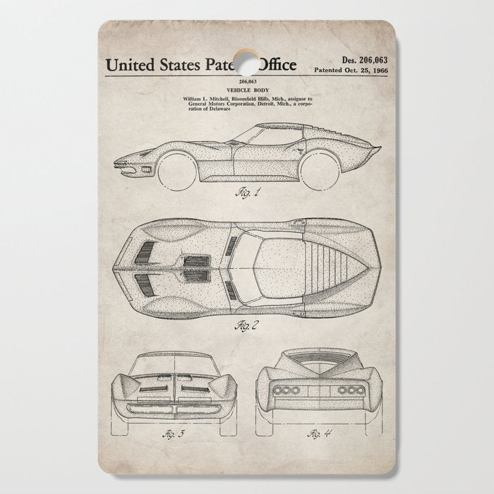 Classic Car Patent - American Car Art - Antique Cutting Board Gallery Image 1