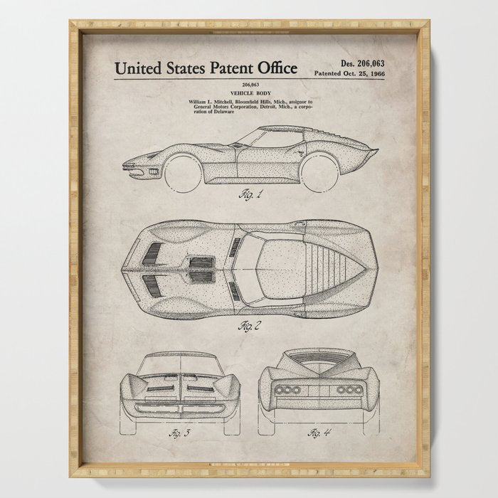 Classic Car Patent - American Car Art - Antique Serving Tray Gallery Image 1