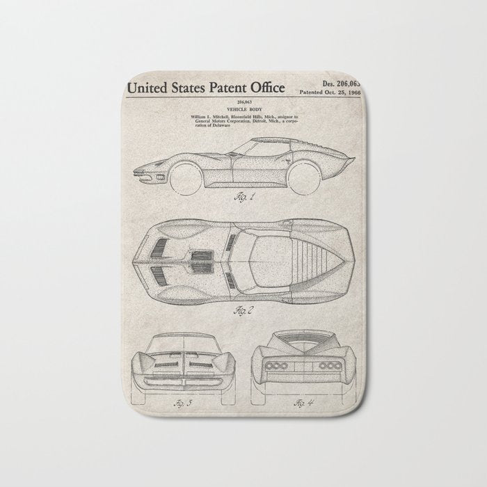 Classic Car Patent - American Car Art - Antique Bath Mat Gallery Image 1