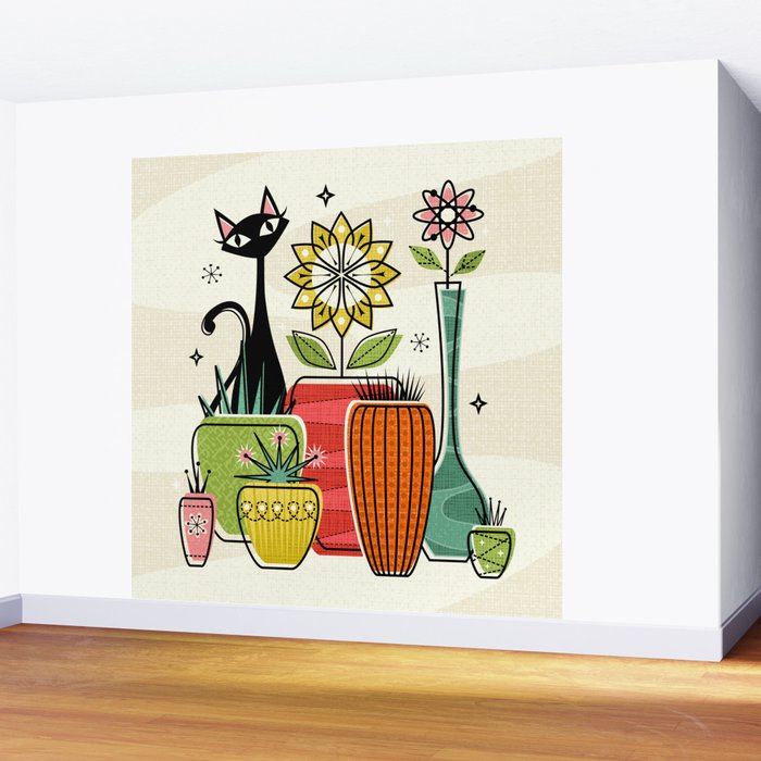 Plants, Pots, and a Pussycat ©studioxtine Wall Mural Gallery Image 2