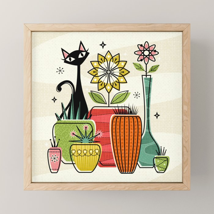 Plants, Pots, and a Pussycat ©studioxtine Mini Art Print Gallery Image 1