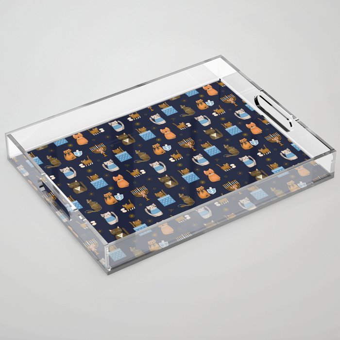 Hanukkah Cats Acrylic Tray Gallery Image 1
